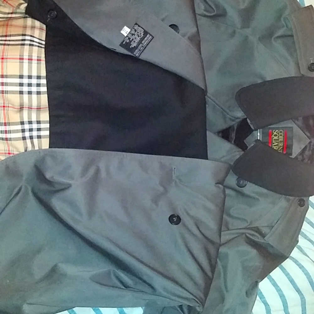 COBURNE SQUARE MEN'S TRENCH COAT gray SIZE 46 LONG LINED WOOL